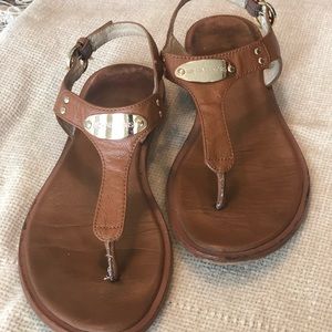 Michael Kors brown leather thong sandals